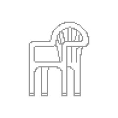 Plastic chair Pixel art. Summer furniture 8 bit. digital  vector illustration