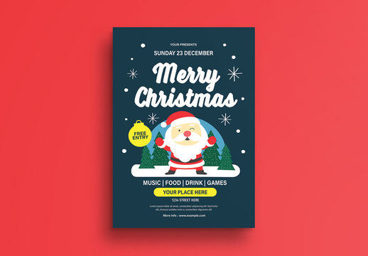 Christmas Flyer Layout with Santa Illustration