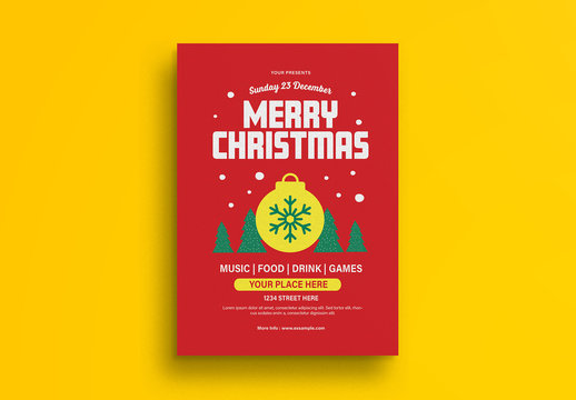 Christmas Flyer Layout with Festive Illustrations