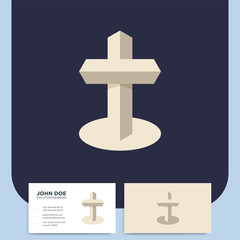 Modern church 3d cross logo. Christian symbol for baptist or lutheran denomination