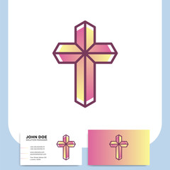 Modern church 3d cross logo. Christian symbol for baptist or lutheran denomination