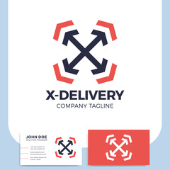 Obraz premium Logistic delivery courier transport service logo. initial letter x or money finance and internet thinks concept design.