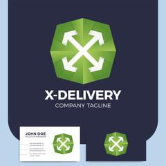 Logistic delivery courier transport service logo. initial letter x or money finance and internet thinks concept design.