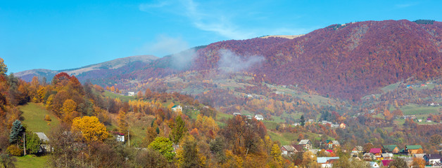 Morning autumn Carpathian mountains, Ukraine
