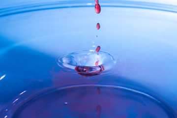 Red drop on water surface