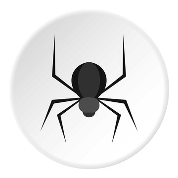 Black spider icon in flat circle isolated on white background vector illustration for web