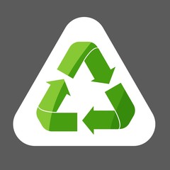 Obraz premium Recycle sign isolated. Flat icon. Vector icon Recycle colored sticker. Layers grouped for easy editing illustration. For your design.