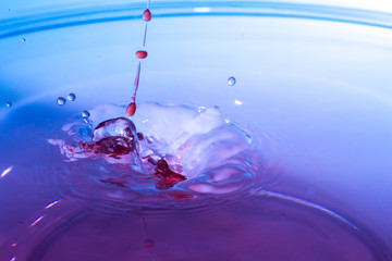 Red drop on water surface