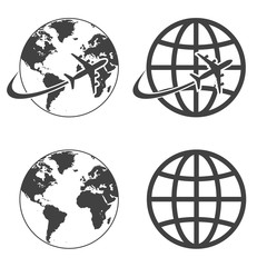 Earth and globe icon set - simple flat design isolated on white background, vector