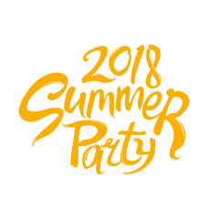 Summer Party Logo. 2018. Template for the seasonal party. Handwritten font vector poster.