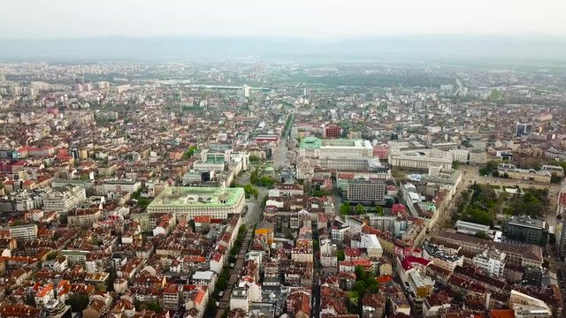 Aerial view of downtown Sofia Bulgaria with amazing red roofs