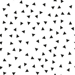 Seamless background with triangles.  Modern minimalistic style. One color black on white. Geometric pattern. 