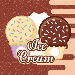 ice cream cones in paper cups takeaway vector illustration