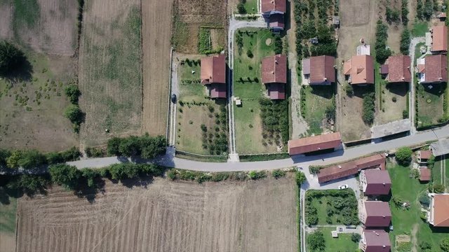 Top View of Small Town Houses and Farm Land in Kosovo&nbsp;
