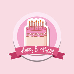 happy birthday frame with sweet cake vector illustration design