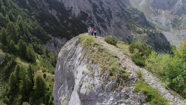 Approaching Aerial of Climbers on the Rugged Mountains of Ruggove
