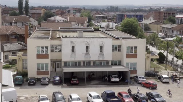 Aerial of Car Wash in Kline Kosovo Post War