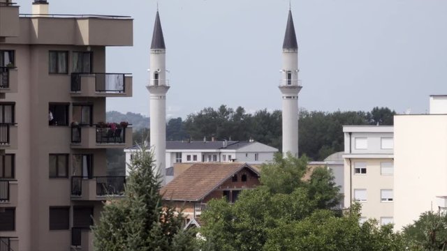 Buildings and Mosque in Kline Post War Kosovo&nbsp;