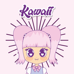 kawaii girl sunburst frame vector illustration design