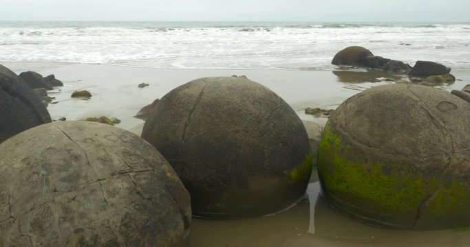 The famous Moeraki Boulders in New Zealand