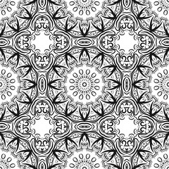 seamless lace floral background. Texture for wallpaper, invitation. Vector illustration. Monochrome color.