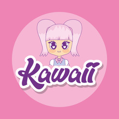 cute kawaii girl character vector illustration design