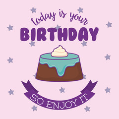 sweet cake birthday kawaii style vector illustration design
