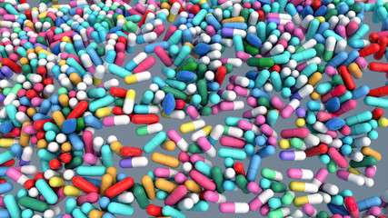 Fototapeta na wymiar 3d illustration medicine pills colorful