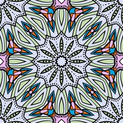 geometric pattern in floral style. Ethnic ornament. Vector illustration. For modern interior design, fashion textile print, wallpaper