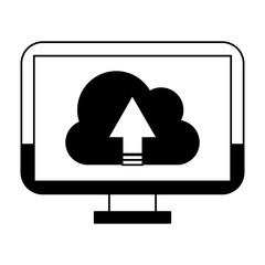 Computer and cloud computing vector illustration graphic design
