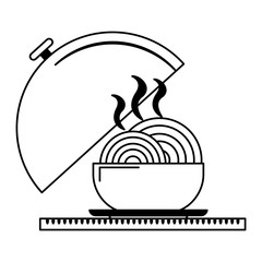 Noodles in dish dome vector illustration graphic design