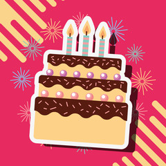 happy birthday cake candles celebration vector illustration