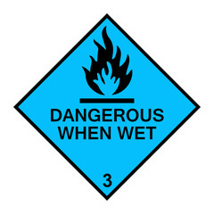 Dangerous when wet diamond with flames symbol