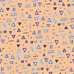 Abstract Hand drawn Ethnic pattern. Watercolor Seamless textile background