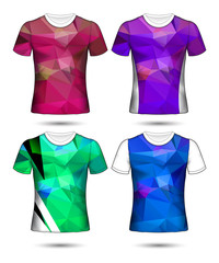  t-shirt templates abstract geometric collection of different colors polygonal mosaic