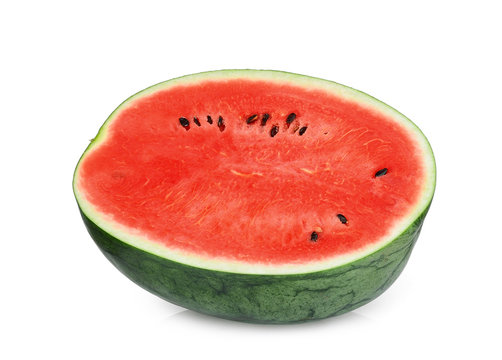 half of fresh watermelon isolated on white background