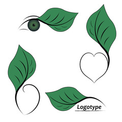 Logo. Leaf green . Natural emblem .The concept of green ecology .Natural cosmetics. Nature for vision. ,Vector