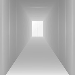 Empty long white corridor, for design. vector illustration