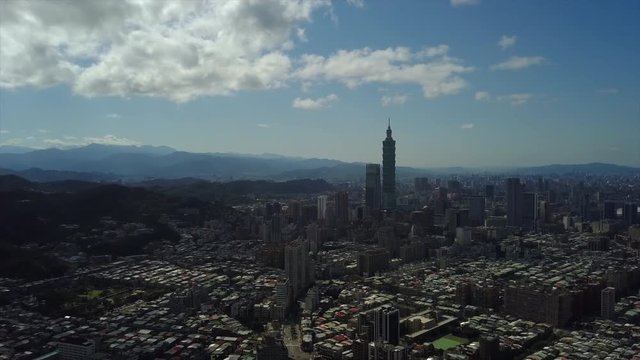 sunny day taipei city center aerial panorama 4k taiwan
