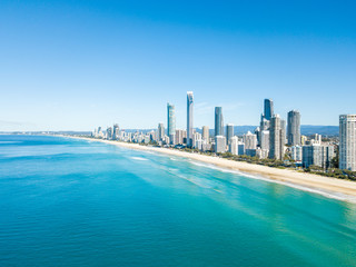 Surfers Paradise beach from an aerial perspective On the Gold Coast in Australia
