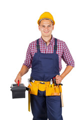 Attractive repairman on isolated