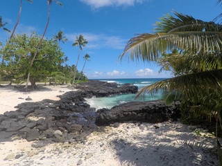 Beautiful beach with sand and rocks at Lefaga, Matautu, Upolu Island, Samoa, South Pacific