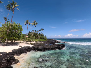 Fototapeta na wymiar Idyllic beach with sand and rocks at Lefaga, Matautu, Upolu Island, Samoa, South Pacific