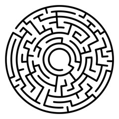 Maze circle. Labyrinth. Maze symbol. Isolated on white backgroun