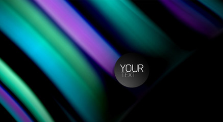 Abstract wave lines fluid rainbow style color stripes on black background. Artistic illustration for presentation, app wallpaper, banner or poster