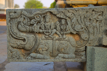 Carved water outlet at the Mahadeva Temple, was built circa 1112 CE by Mahadeva, Itagi, Karnataka