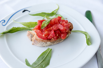 Bruschetta with tomato and basil