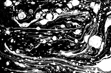 Fototapeta premium Black and white liquid texture. Hand drawn marbling illustration. Abstract vector background. Monochrome marble pattern.