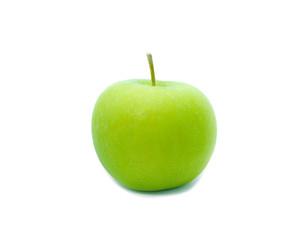 Green apple on white background fruit Nourish the health body