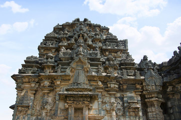Carving details on the outer wall of the Kasivisvesvara Temple, Lakkundi, Karnataka, India